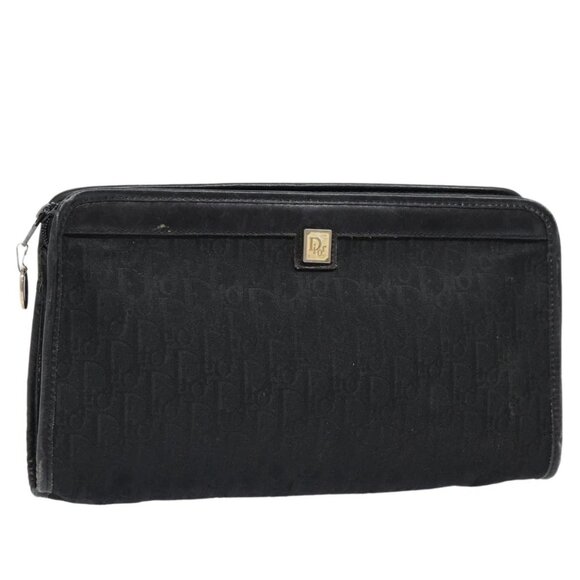 Christian Dior Trotter Canvas Clutch Bag Black Silver - Picture 1 of 16